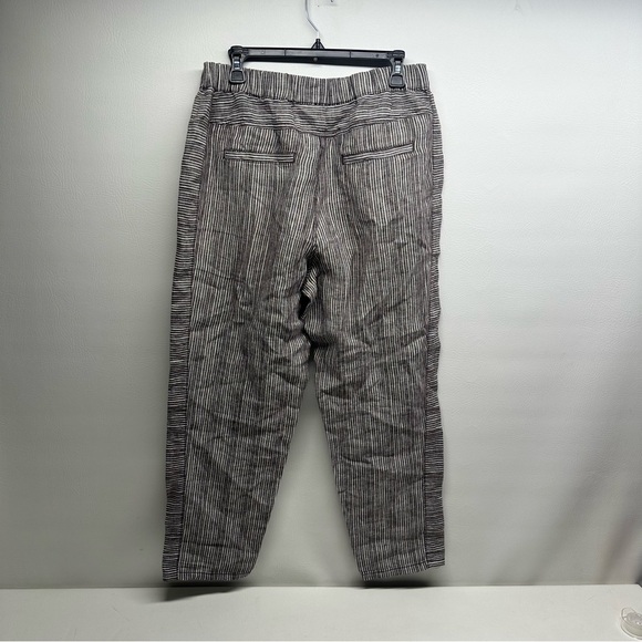 ANTHROPOLOGIE HEI HEI FRANCOISE STRIPED LINEN CROP PANTS BROWN WHITE small - Picture 4 of 11